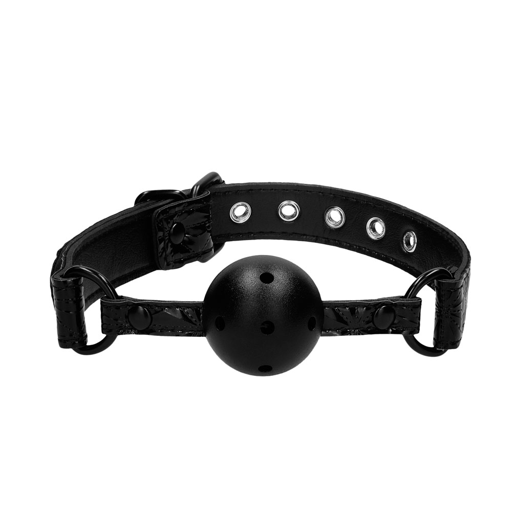 Ouch Breathable Luxury Black Ball Gag Full Trouble