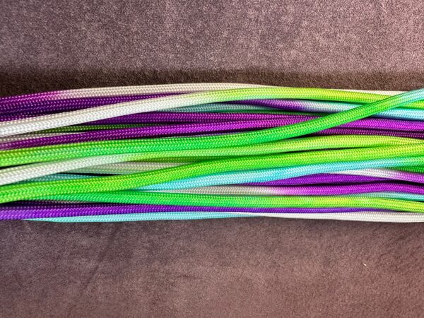 Green Purple Blue Dip Dye Paracord Flogger - Image 4