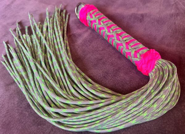 UV green and Neon Pink Paracord Flogger - Image 4