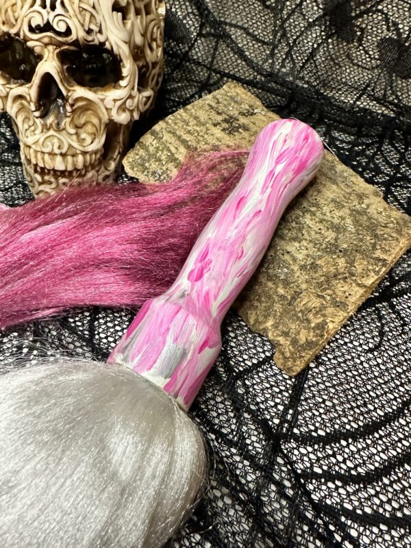 The OG Shiney pink and white Floofinator synthetic hair Flogger - Image 6