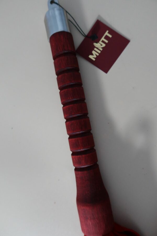 Red Glandis handle which has been dyed red with a stainless steel capped end and red suede side out 20mm falls - Image 3