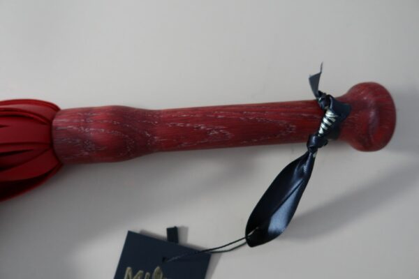 Oak handle which has been dyed red with red metallic leather - Image 2