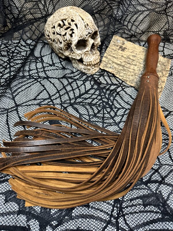 Dark Walnut coloured African Kudu leather flogger