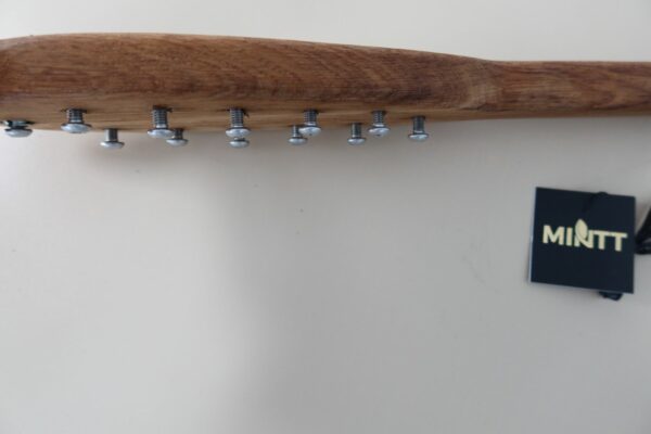 Solid oak handmade paddle with 12no. Stainless steel dome head fittings. - Image 3