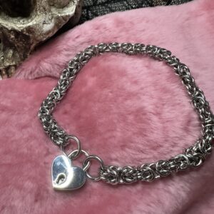 Heavy Stainless Steel Chainmail Day collar with padlock