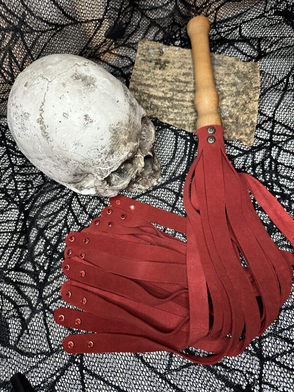 Who Needs Roses Valentines Suede flogger with hand turned hardwood handle