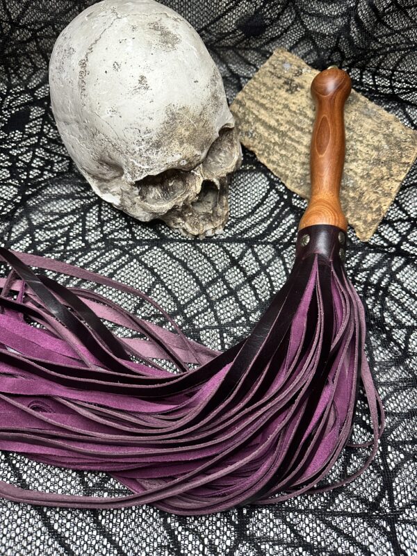 Mulberry pullup leather and Damson Suede flogger with hand-turned hardwood handle