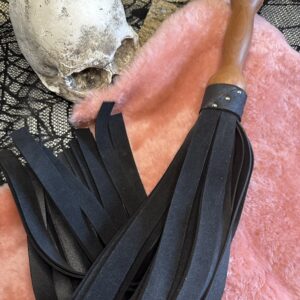 Heavy waxed black suede flogger with hand turned handle