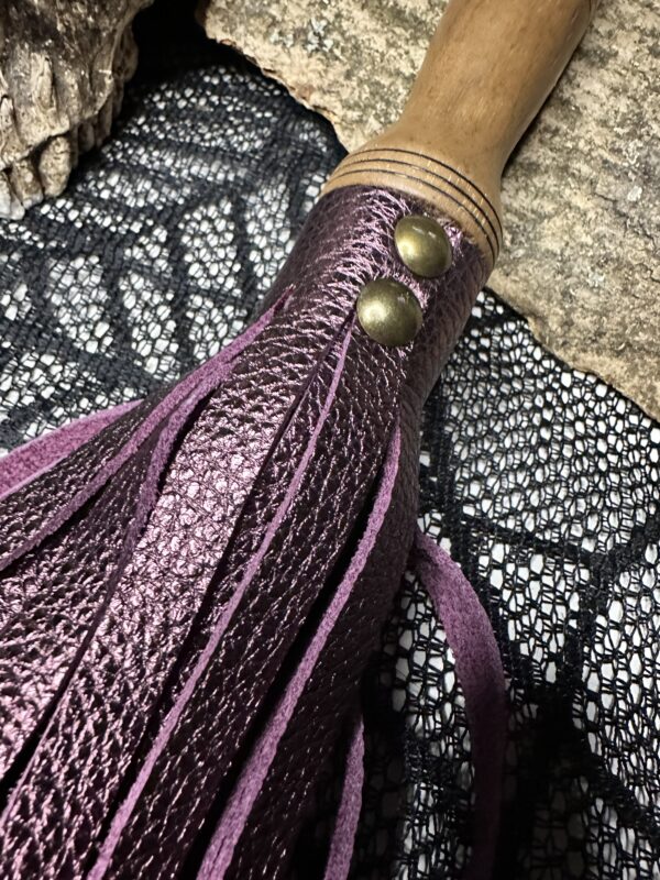 The Baby Amethyst Love metallic purple leather flogger with hand turned handle (Copy) - Image 3