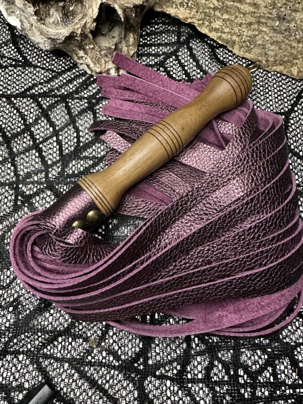 The Baby Amethyst Love metallic purple leather flogger with hand turned handle (Copy) - Image 5