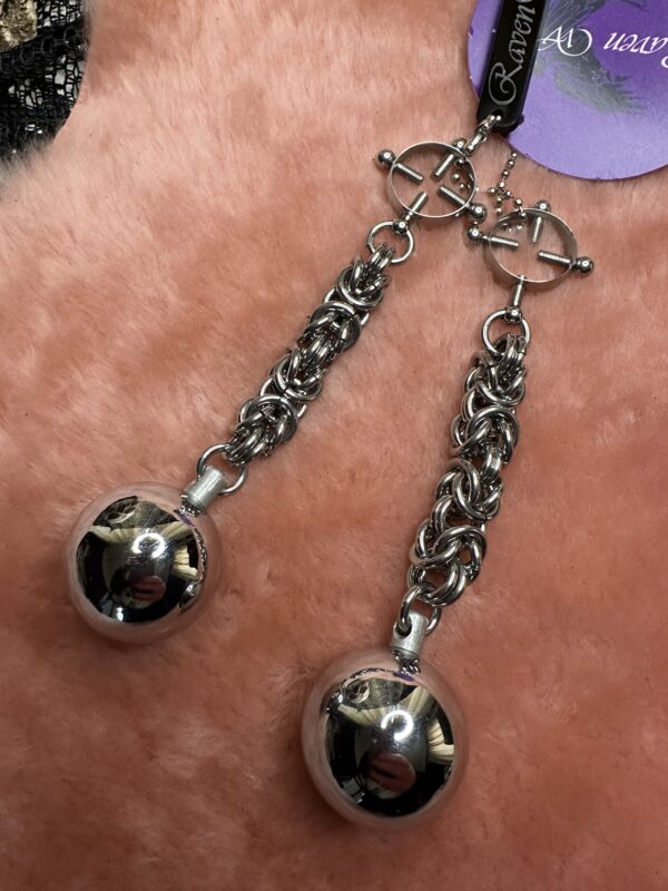 105g weighted Nipple clamps with stainless steel heavy chainmail