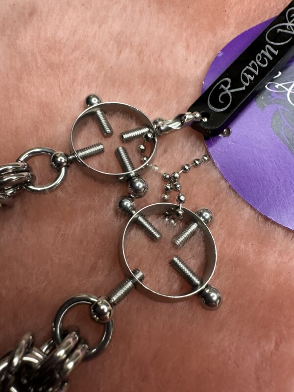 105g weighted Nipple clamps with stainless steel heavy chainmail - Image 3