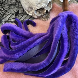 Purple double sided sheepskin flogger with hand turned handle