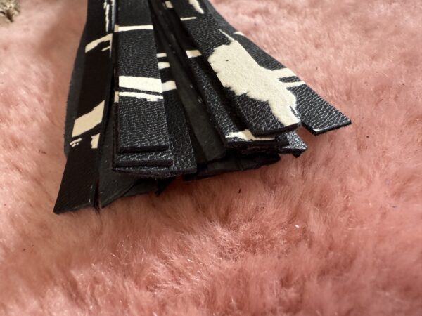 Black with white print calfskin pussy/dick flogger - Image 7