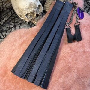 Textured soft leather and suede POI Florentine Floggers with Chainmail finger loops
