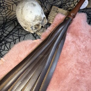 Tattered Dreams Chocolate Elegance leather flogger with hand-turned handle