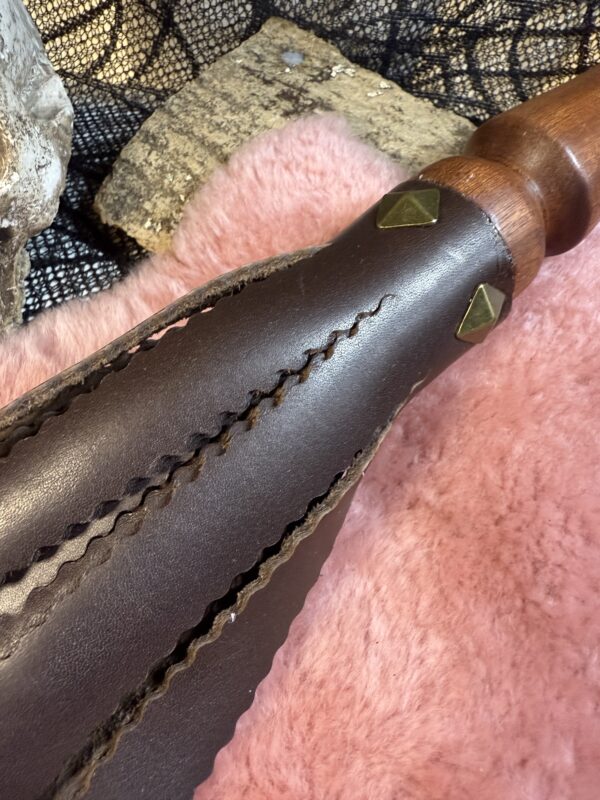 Tattered Dreams Chocolate Elegance leather flogger with hand-turned handle - Image 4