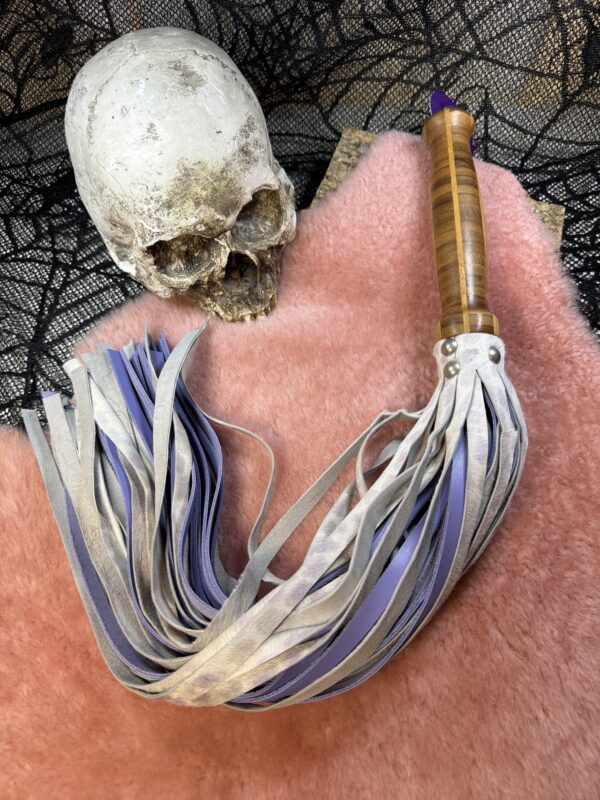 Lilac Sensations hair on hide and leather flogger