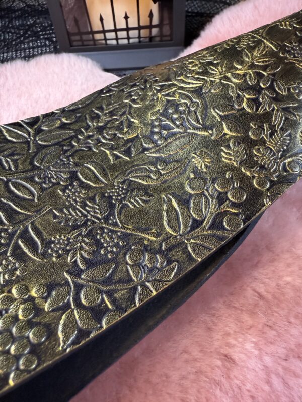 Black and Gold embossed leather belt-style paddle - Image 4