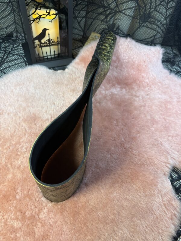 Black and Gold embossed leather belt-style paddle - Image 2