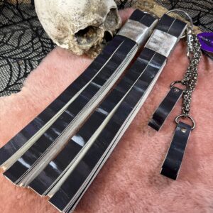 Interstellar handprinted heavy leather POI with chainmail finger loops