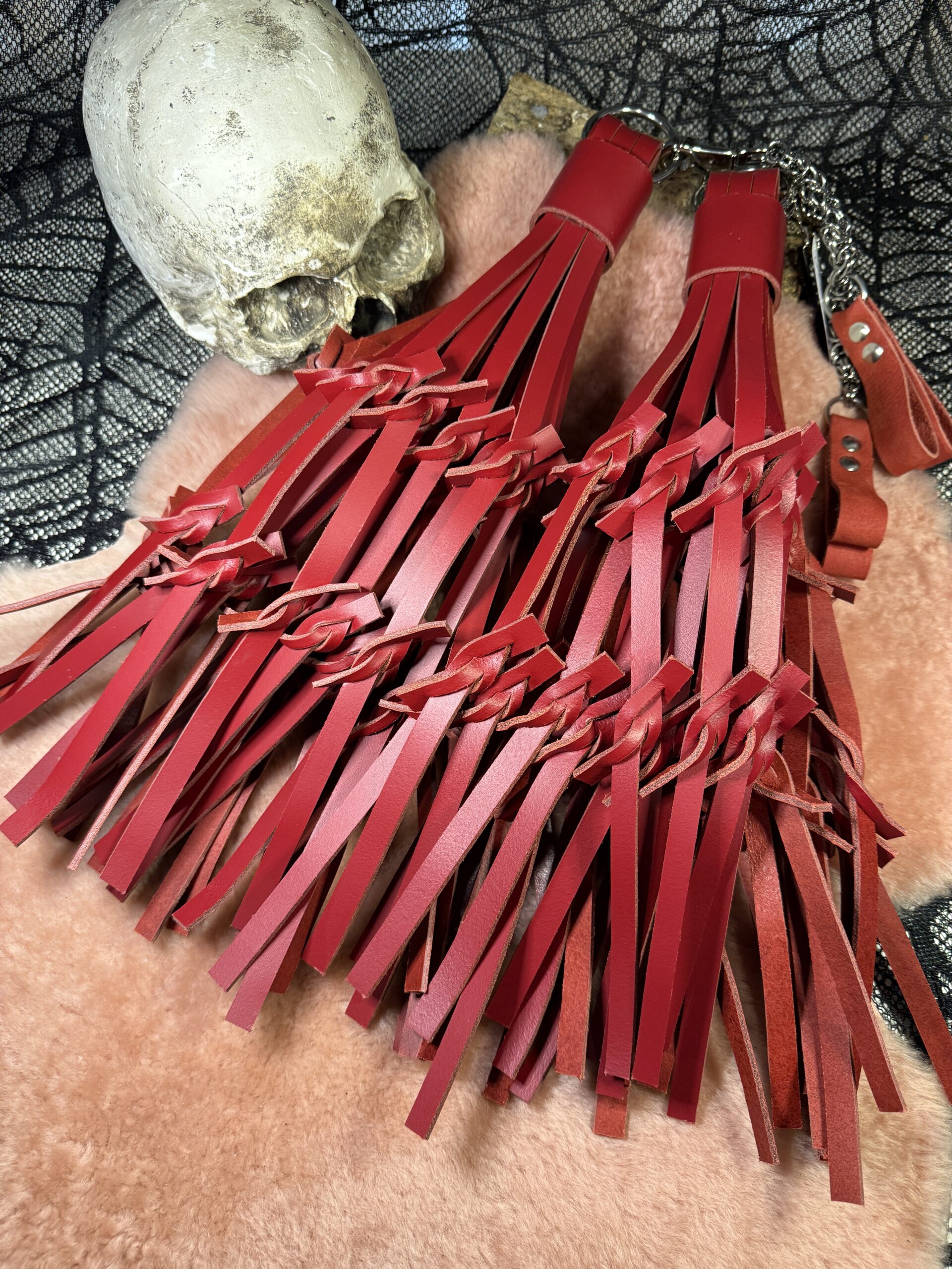 Cardinal Bastard POI Florentine Floggers with finger loops