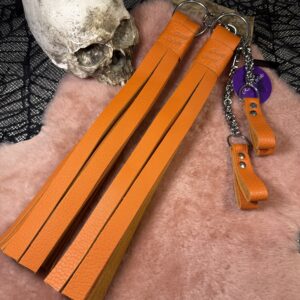 Zesty Orange heavy POI Florentine Floggers with finger loops