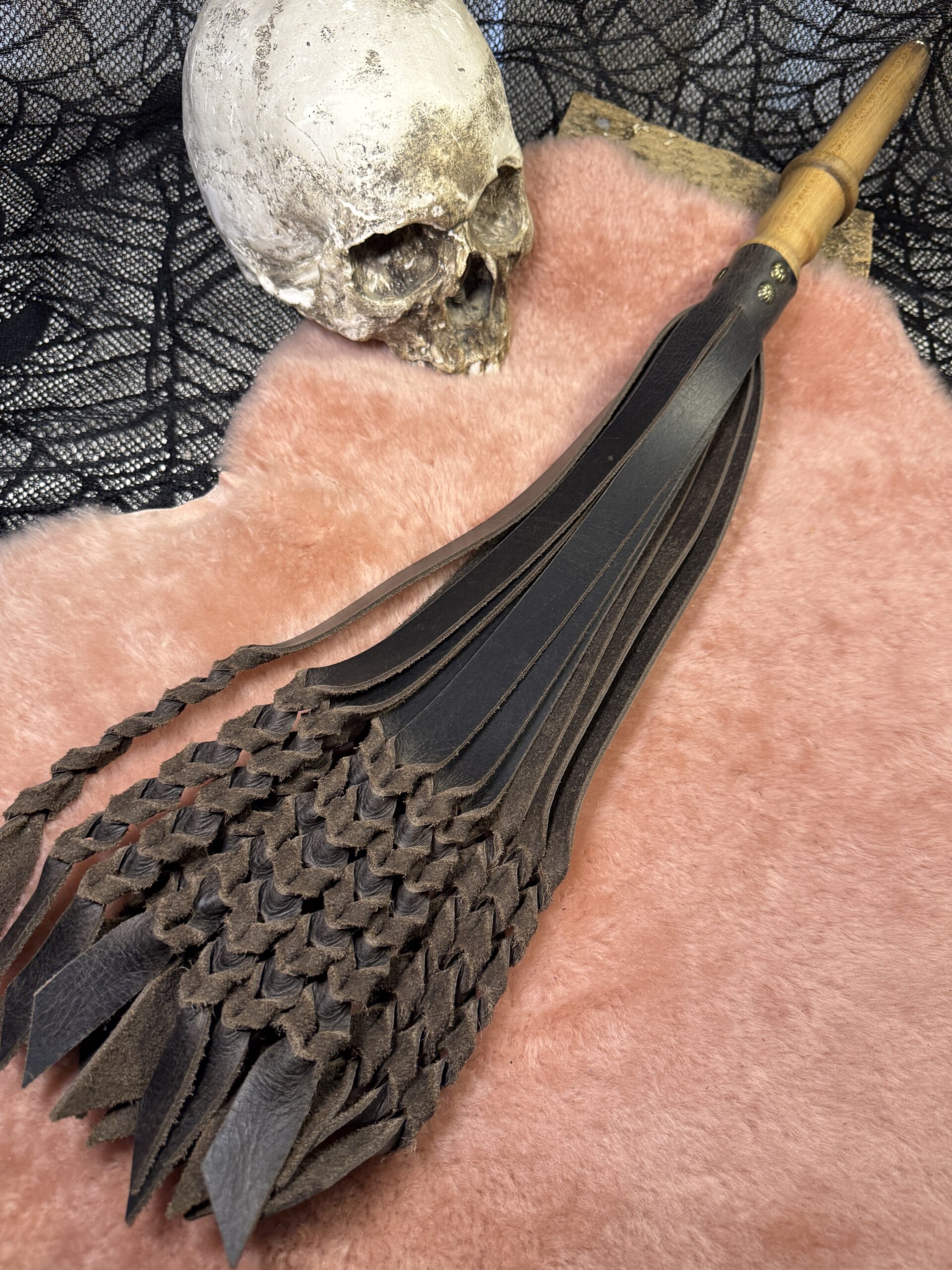 Braided Fury- flogger with hand turned handle