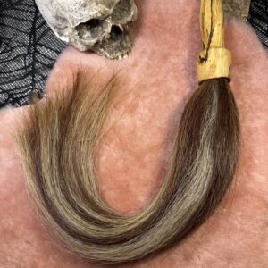 Ethically sourced Horsehair flogger with hand turned spalted handle