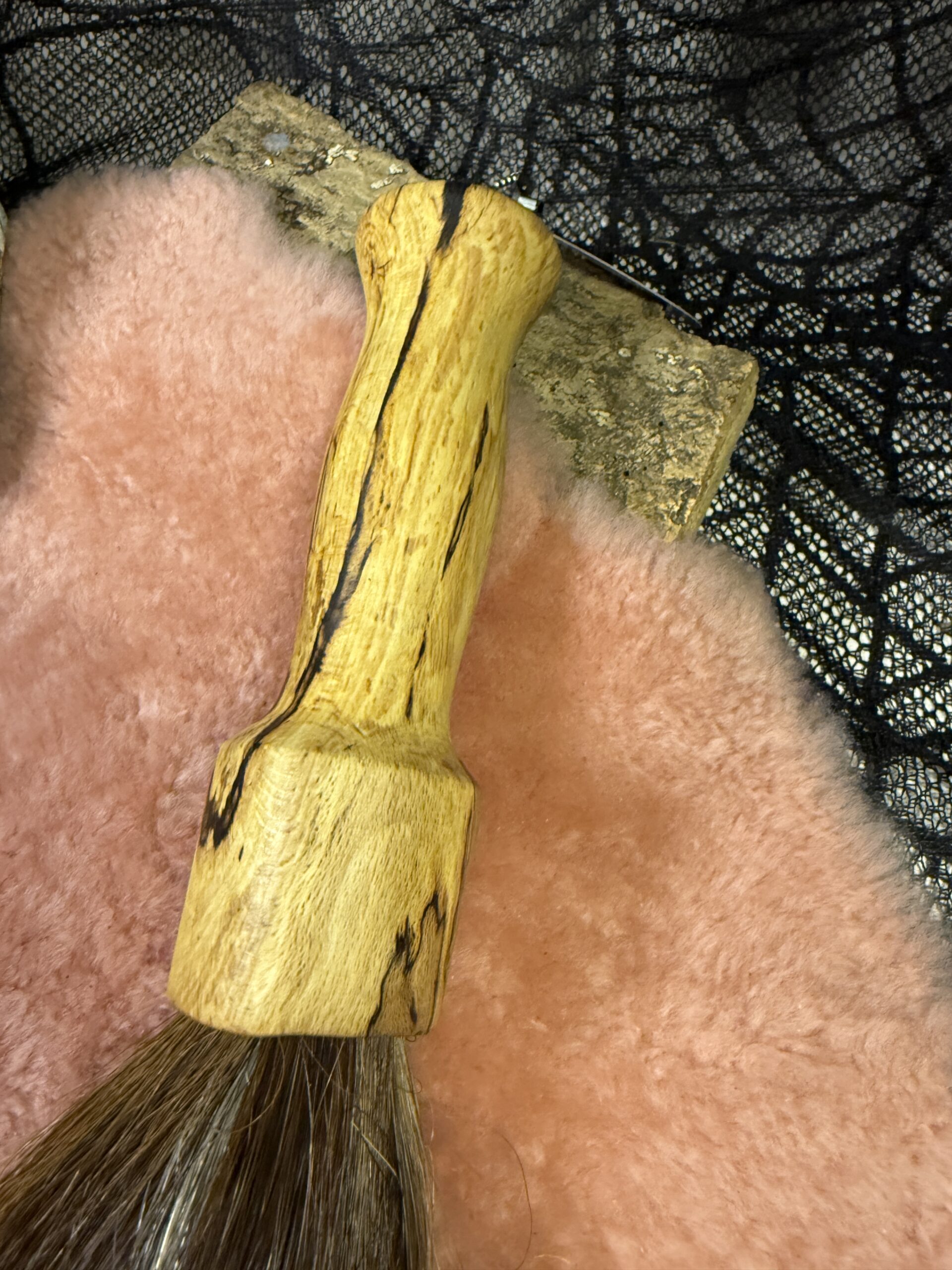 Ethically sourced Horsehair flogger with hand turned spalted handle - Image 3