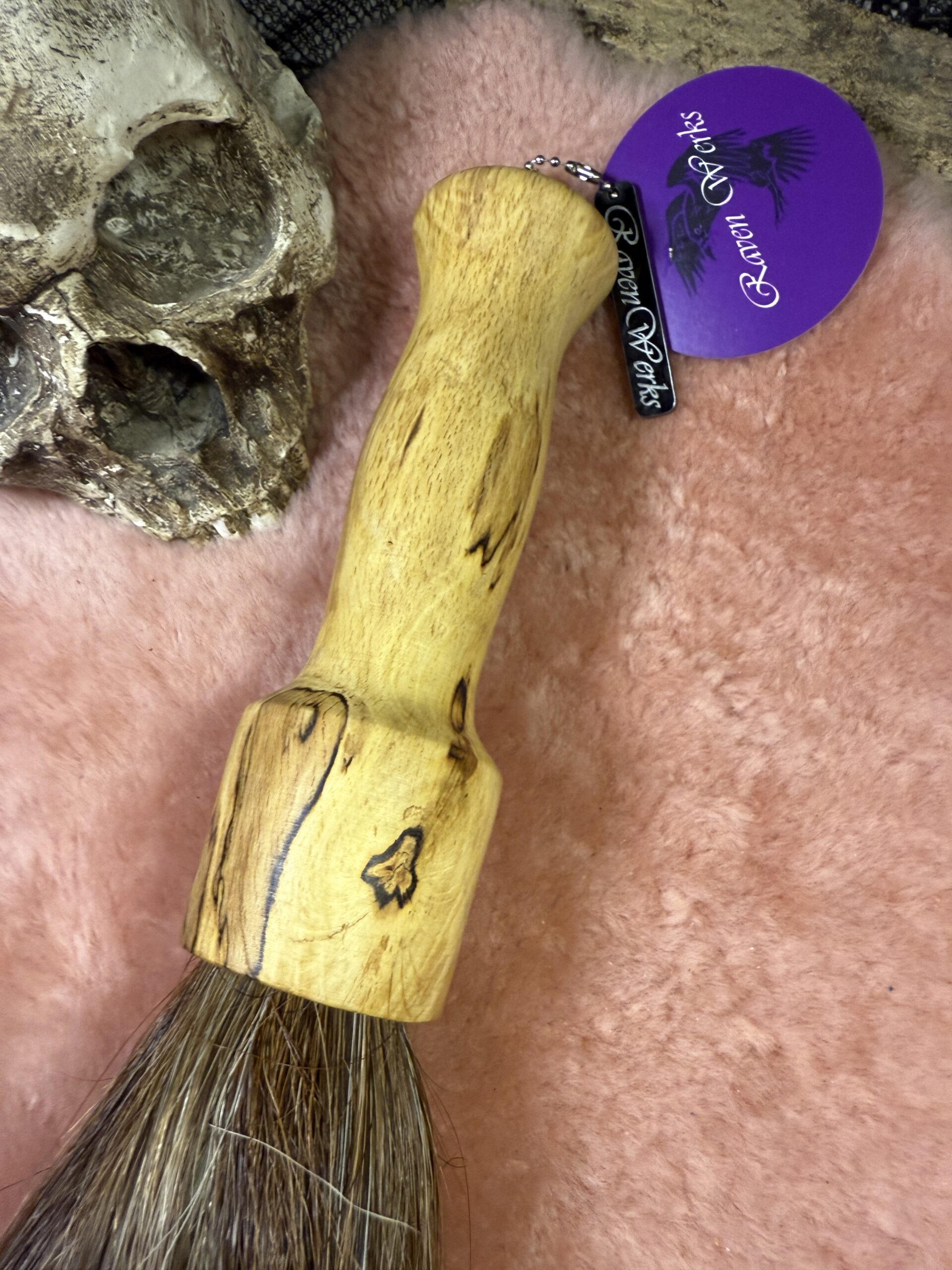 Ethically sourced Horsehair flogger with hand turned spalted handle - Image 4