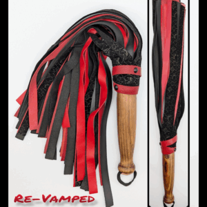 Black and red leather flogger pine