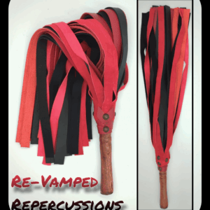 Black and red leather flogger