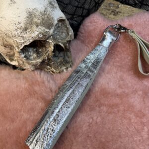 Silver leather pussy/dick Flogger